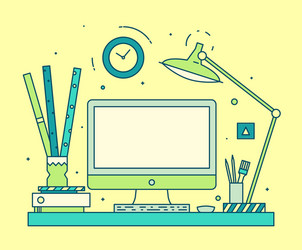 modern designer work space linear style computer vector