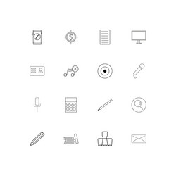 office simple linear icons set outlined vector image