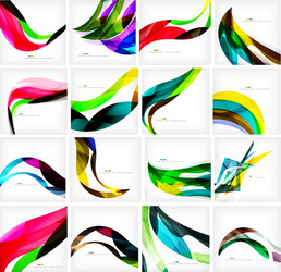 set of colorful flowing motion abstract vector image