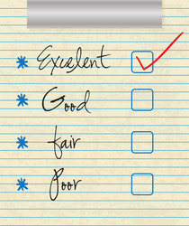 tick placed in excellent checkbox on customer vector image