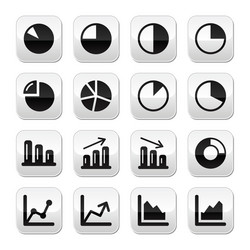 Chart graph black buttons set for infographics vector