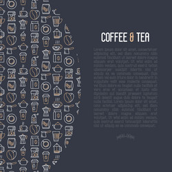 Coffee and tea concept with thin line icons vector