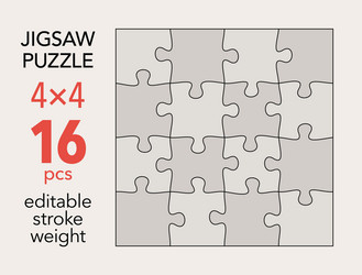 empty jigsaw puzzle grid template 4x4 shapes 16 vector image