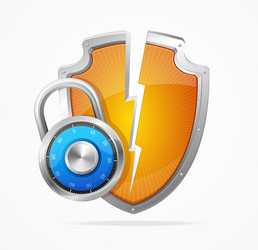 hacker attack shield and lock vector image