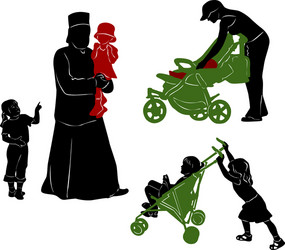 Parent and Child Silhouettes Vector Image