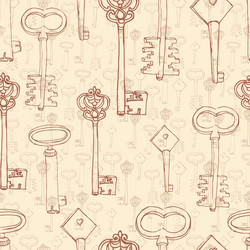 seamless pattern with retro keys vector