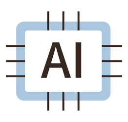 artificial intelligence chip with circuitry design vector image