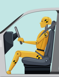 Crash Test Dummy in Car Simulation vector image