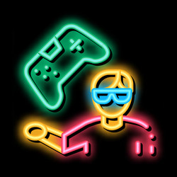 Gamer gaming neon glow icon vector