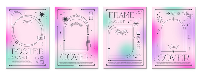 light gradient y2k posters with celestial elements vector image