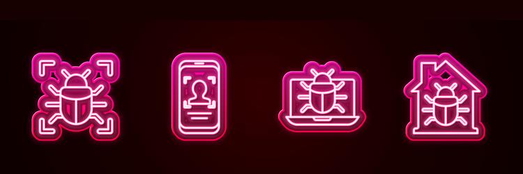 set line system bug mobile and face recognition vector image