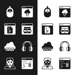 set mysql code software computer mouse cloud vector image