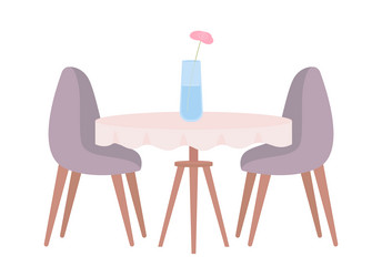 dining table with flower vase semi flat color vector