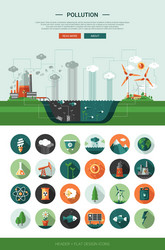 flat design ecological icons with header vector