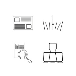 office simple linear icon setsimple outline icons vector image