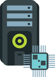 processor chip with server tower devices vector image