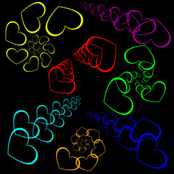 set patterns of hearts and linear spiral vector image