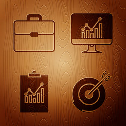 set target briefcase clipboard with graph chart vector image