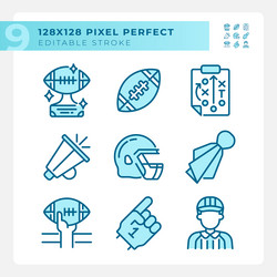 american football match light blue icons vector