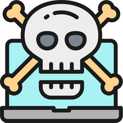 Computer with skull and crossbones symbol virus vector