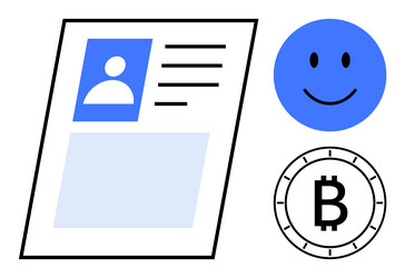 digital profile happy face and bitcoin symbol vector image