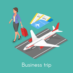 Isometric 3d concept of business trip vector