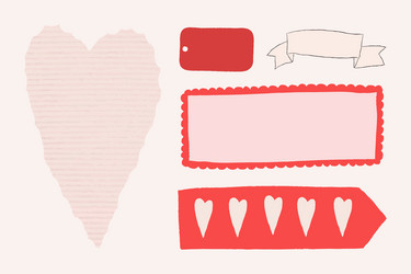 valentine doodle design label decoration set vector