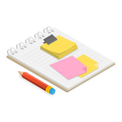 3d isometric flat set of notes and paper vector image
