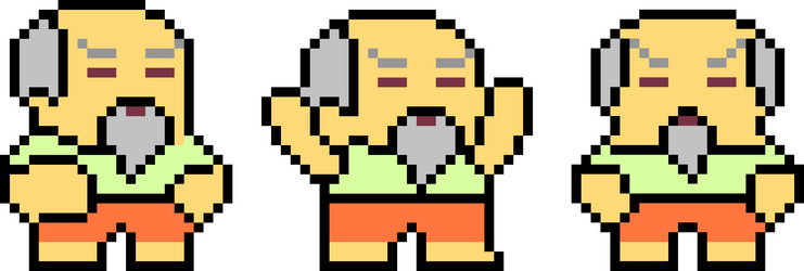 set of pixel characters in art style vector image