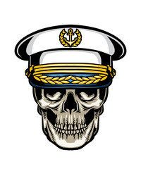 Skull Captain Illustration Vector Image