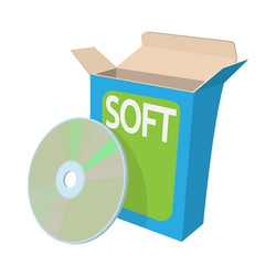 box with a soft disc icon cartoon style vector