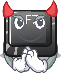 Devil f7 button installed in computer cartoon vector