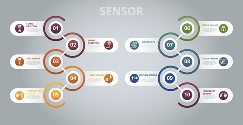 infographic sensor template icons in different vector image