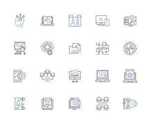 programming language line icons collection syntax vector image