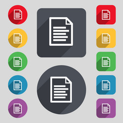 text file icon sign a set of 12 colored buttons vector image
