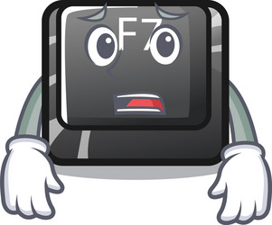 Afraid f7 button installed in computer cartoon vector