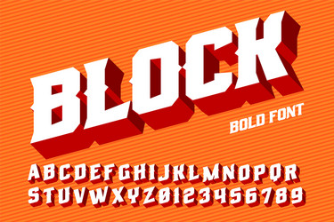 Bold 3D Block Font vector image