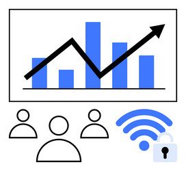 growth chart with increasing graph wireless vector image