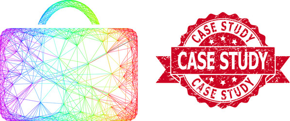 grunge case study stamp and rainbow net vector image
