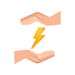 lightning bolt in hands thunder lighting vector image