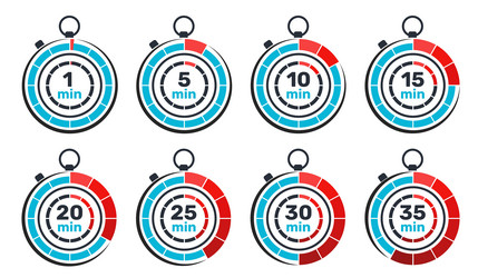 round timer icons analog clock signs 1 or 5 vector image