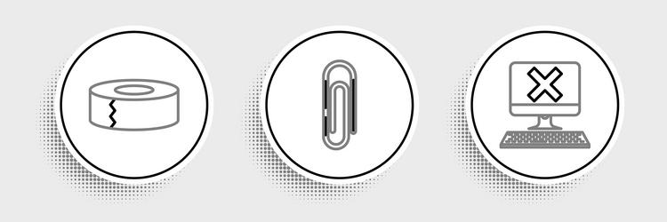 set line computer with keyboard and x mark scotch vector image