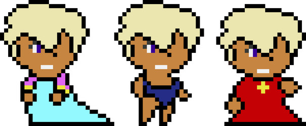 set of pixel characters in art style vector image