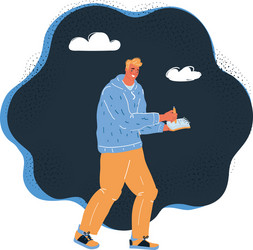 man write in notebook paper vector image