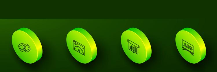 set isometric line chain link website statistic vector image