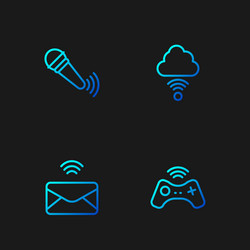 set line wireless gamepad mail and e-mail vector image