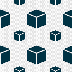 3d cube icon sign seamless pattern with geometric vector