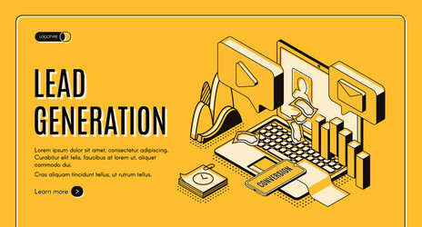 Lead generation isometric web banner Royalty Free Vector