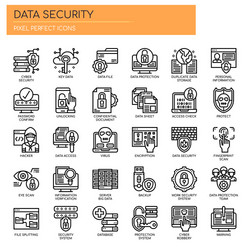 Data security thin line and pixel perfect icons vector