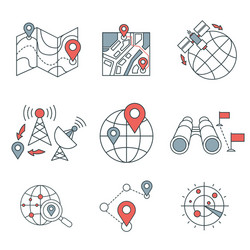 Different navigation icons set with rounded vector